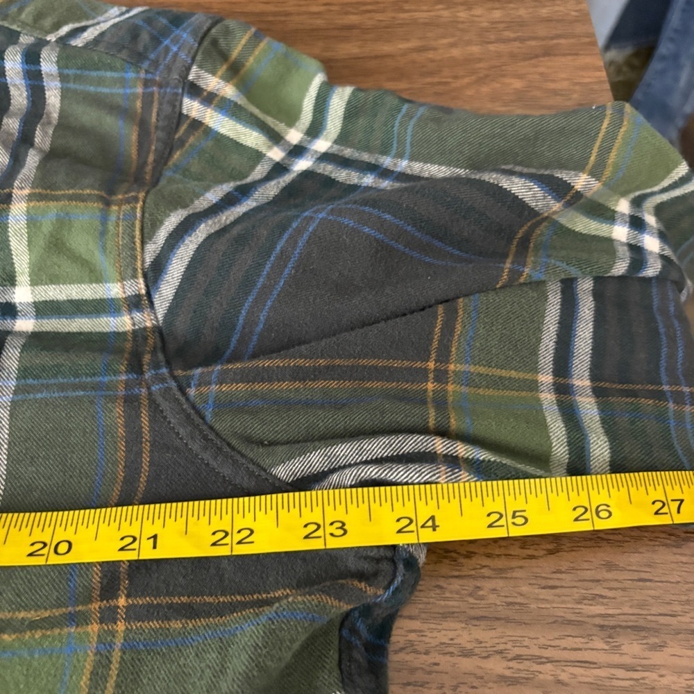 ❤️ Eddie Bauer Men's XL Classic Fit Green Blue Plaid Flannel Shirt - Picture 8 of 10